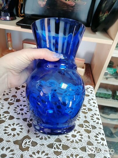 Ваза синее стекло СССР