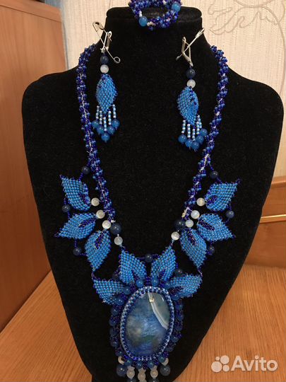 Ожерелье колье, серьги ручной работы