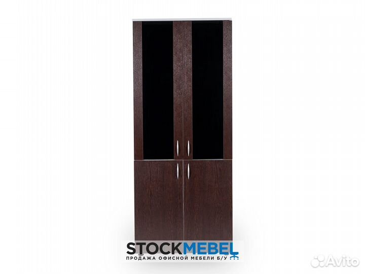 Шкаф Стеллаж со Стеклом Премиум Венге