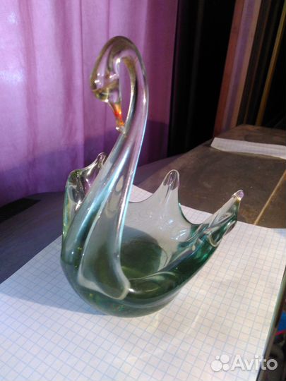 Статуэтка Лебедь Цветное Стекло Времен СССР