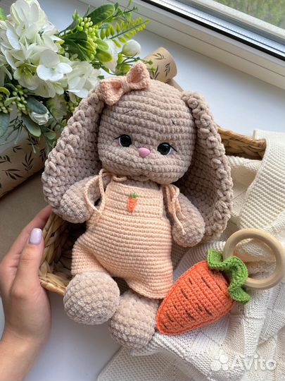 Вязаный зайка, мишка ручной работы