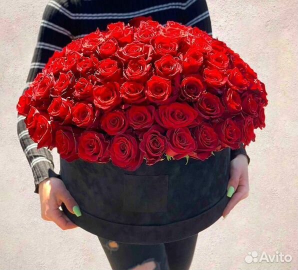Красные Розы в Коробке. Розы. Доставка Цветов