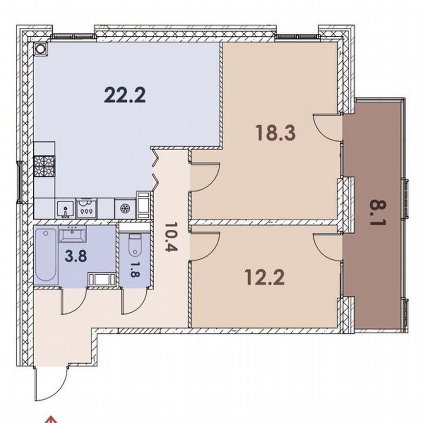 2-к. квартира, 71 м², 1/4 эт.