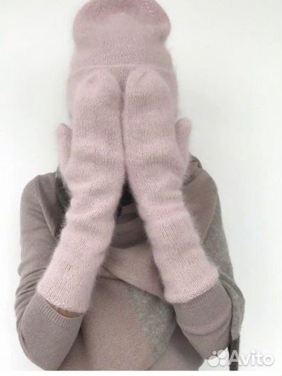 Варежки из пуха норки ручная работа