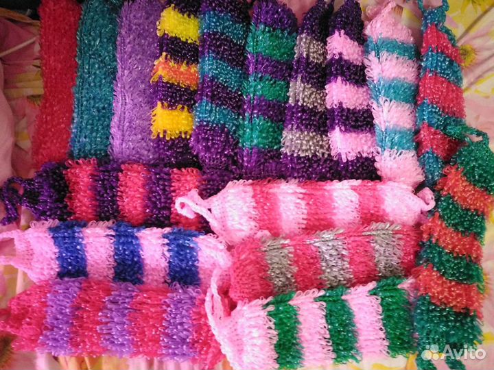 Вязаные вручную мочалки