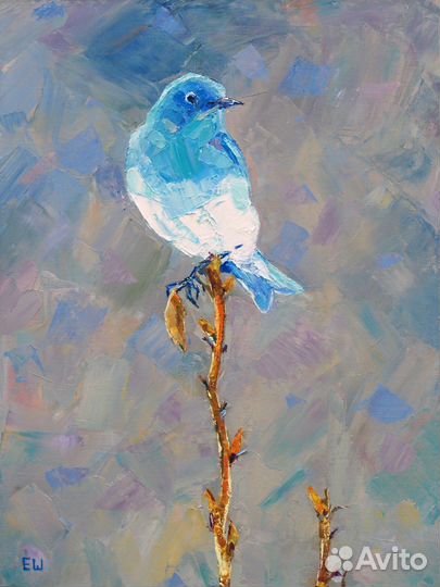 Картина маслом «Голубая сиалия»