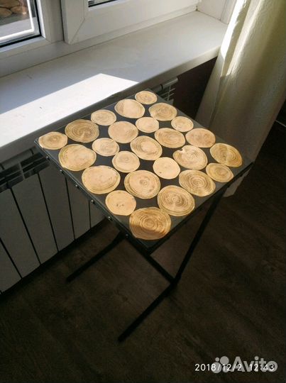 Стол лофт (эпоксидная смола и липа)