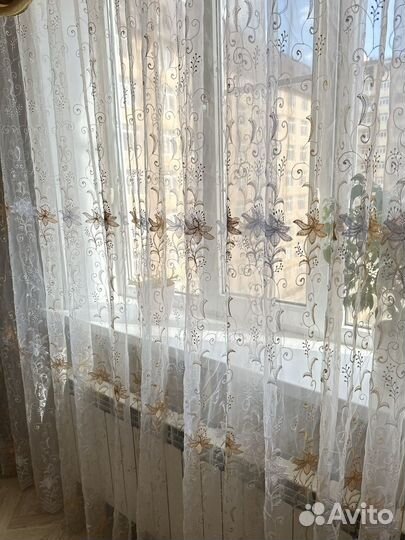 Шторы с ламбрекеном, тюль б/у