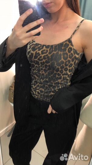 Топ майка Zara леопардовая XS/S