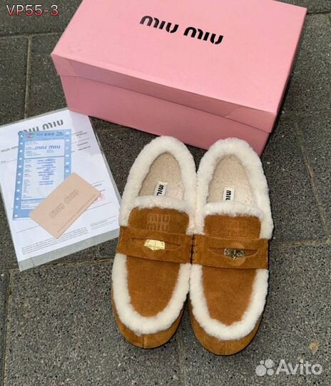 Лоферы макасины зимние Miu Miu