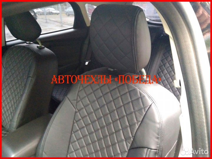 Чехлы Ford Fusion из экокожи чёрные Ромб