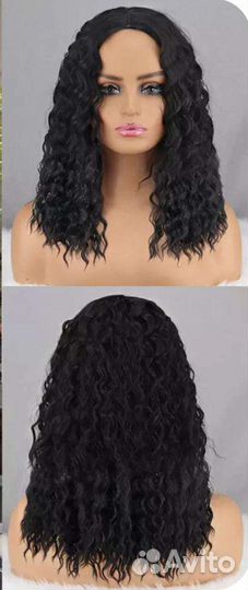 Парик черный с кудрявыми волосами