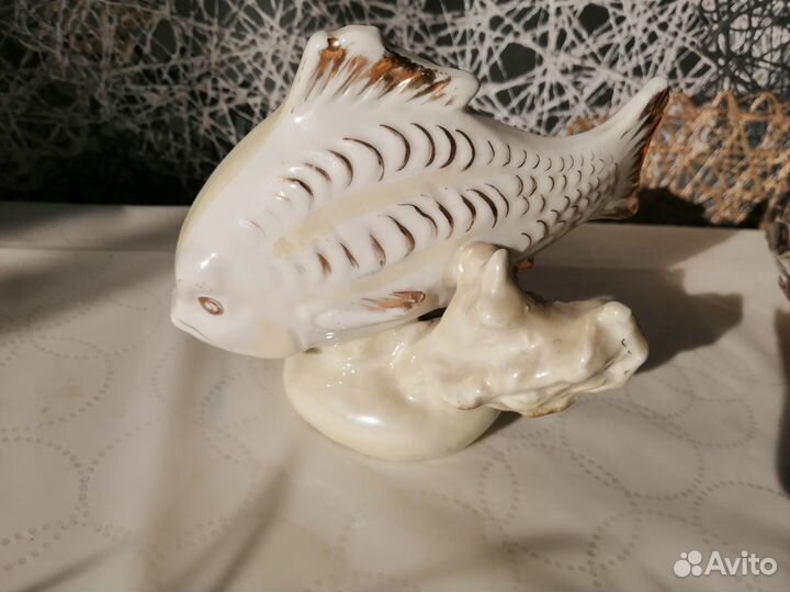 Фарфоровая статуэтка карп Дулево 54 год