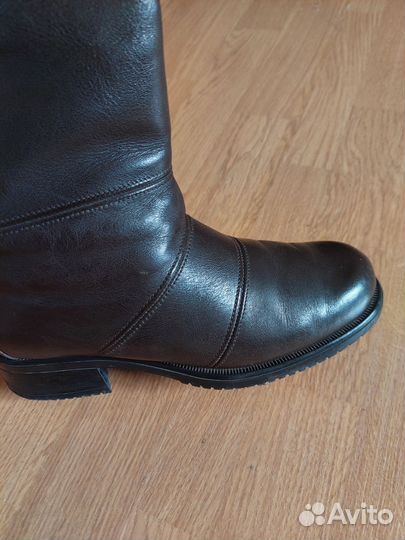Сапоги зимние коричневые кожаные