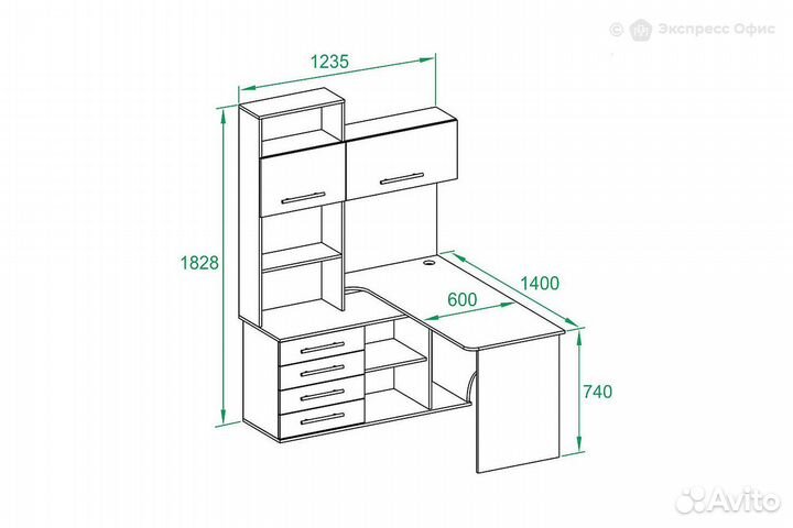Стол компьютерный кст-14 Л