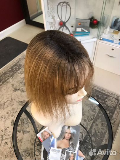 Накладка из натуральных волос с чёлкой (25см)