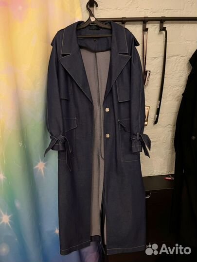 Тренч, Плащ Джинсовый, Демисезон