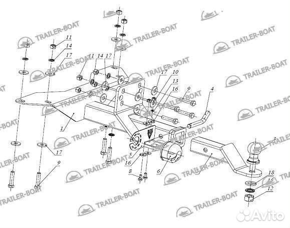 Фаркоп УАЗ Патриот 2005-2015, под квадрат, 30631