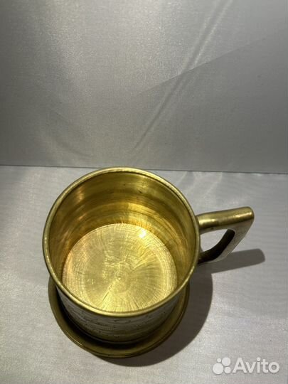Винтажная латунная кружка, помята юбка, 400 мл