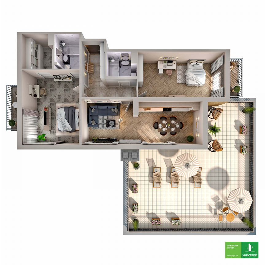 2-к. квартира, 125,4 м², 7/10 эт.
