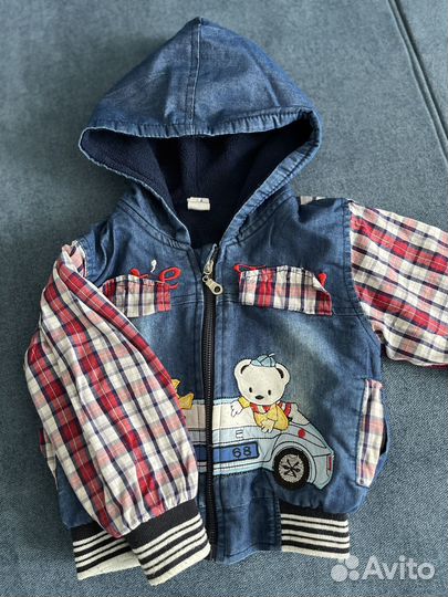 Джинсовый костюм на флисе 68 -74 размер