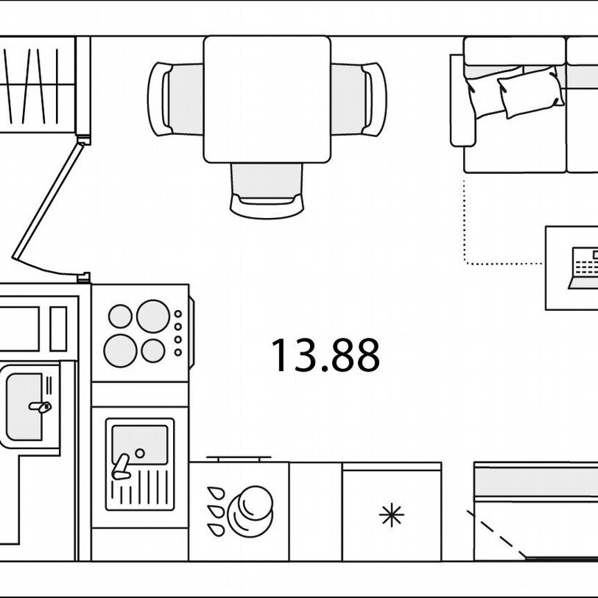 Квартира-студия, 21,4 м², 7/9 эт.