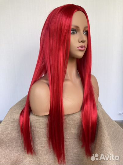 Парик длинный готический малиновый красный