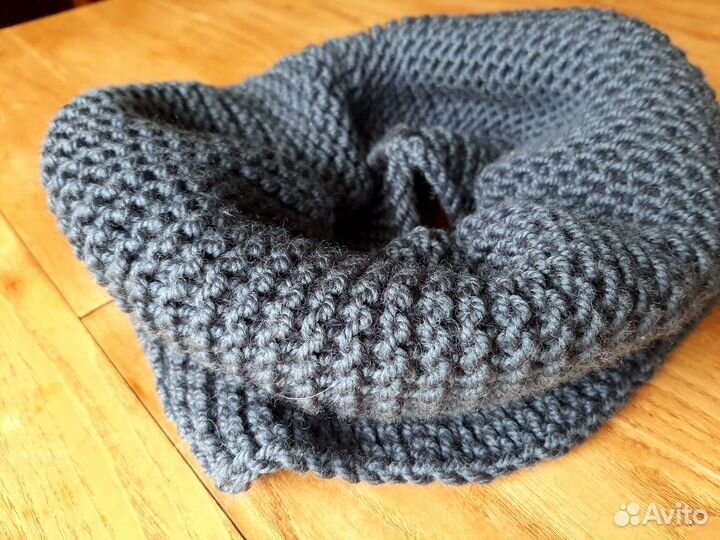 Шарф-снуд шерстяной серый