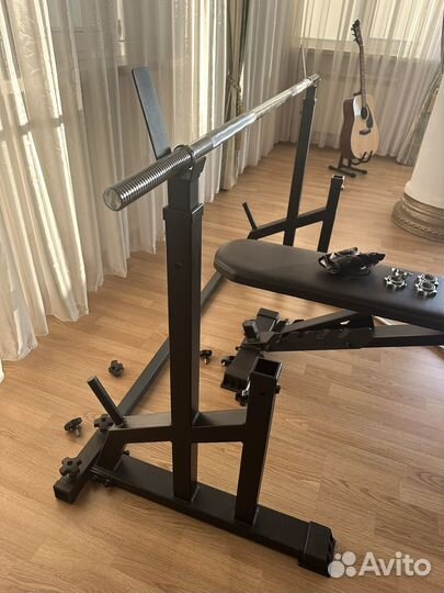 Скамья для жима со стойками и штангой бу