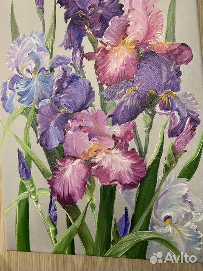 Картина маслом. Ирисы
