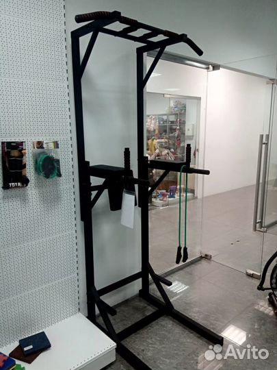 Напольный турник + брусья + пресс (черный), стойка