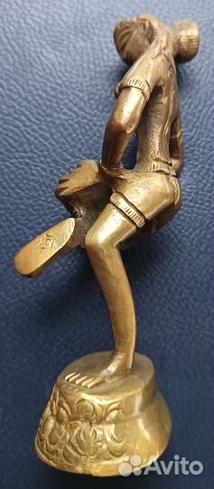 Статуэтка, бронза, девушка с барабаном, Индия