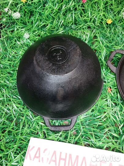 Кастрюля чугунная с крышкой сковородой 6 лит