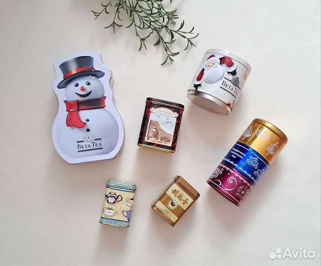 Банка для хранения жестяная с рисунком, от чая