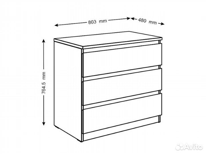 Мальта комод 3 ящика 80х76 Сонома