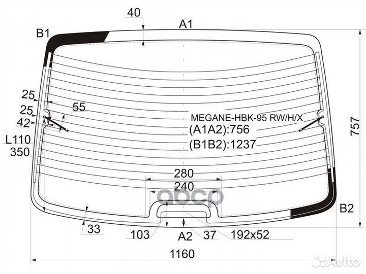 Стекло заднее с обогревом renault megane 5D HBK