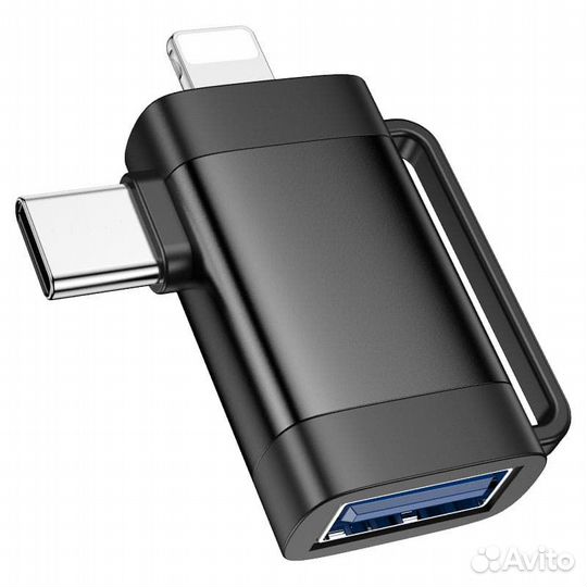 Адаптер переходник OTG 2в1 с Lightning /Type-C USB