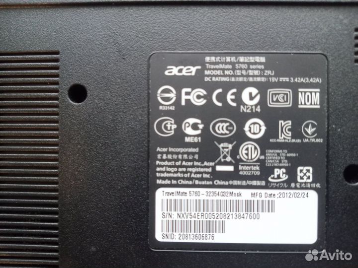 Ноутбук Acer Tralevmate 5760 (процессор Core i3)