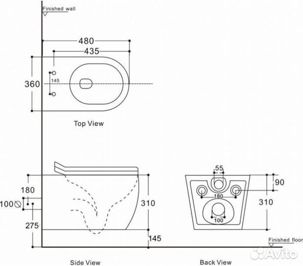 Унитаз подвесной Aquanet Cetus 2.0 W Short LX-1900