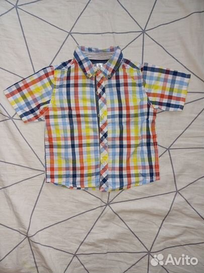Нарядная яркая рубашка с коротким рукавом 92р