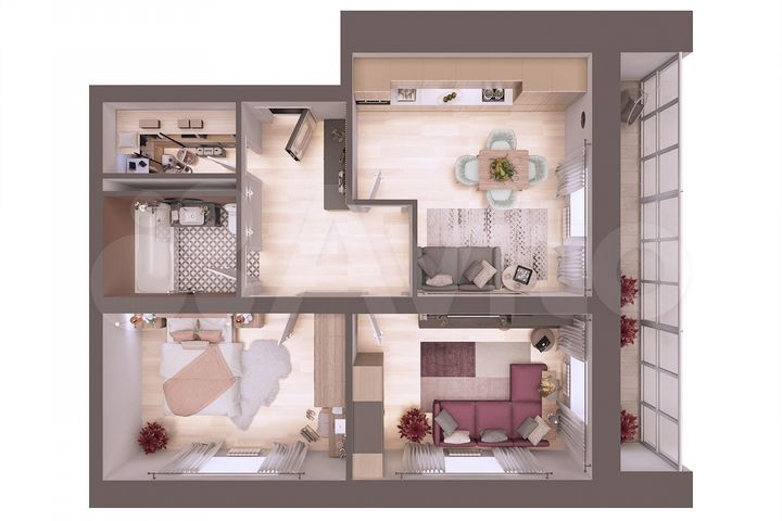 2-к. квартира, 63,5 м², 1/5 эт.