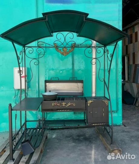 Мангал с печью под казан