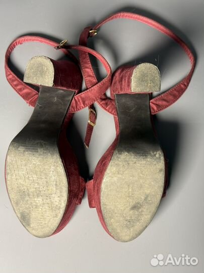 Босоножки бордовые женские на толстом каблуке 38