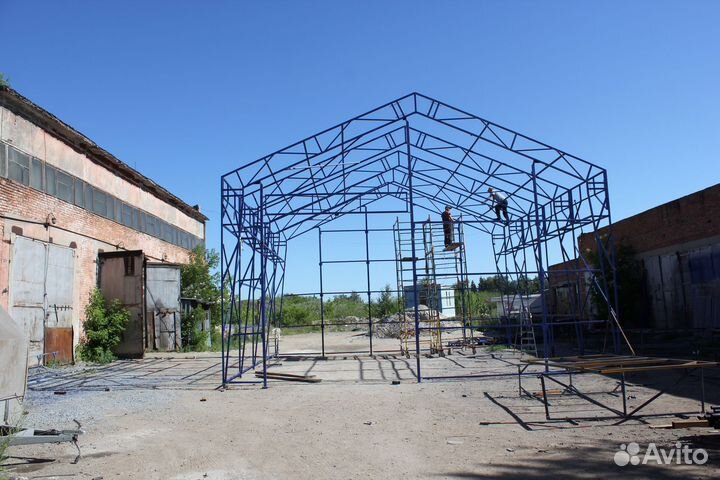 Каркас ангара 9х16 м. с двускатной крышей