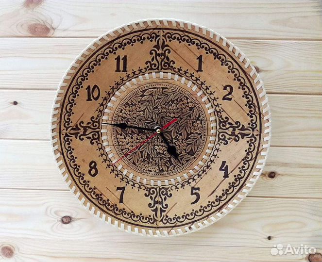 Часы из бересты настенные большие 