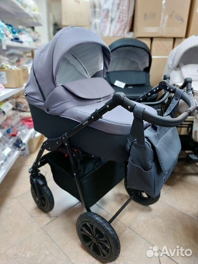 Коляска 2в1 Charlotte Sity (т.сер+фиолетовый)