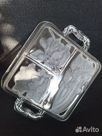 Винтажный хрустальный поднос