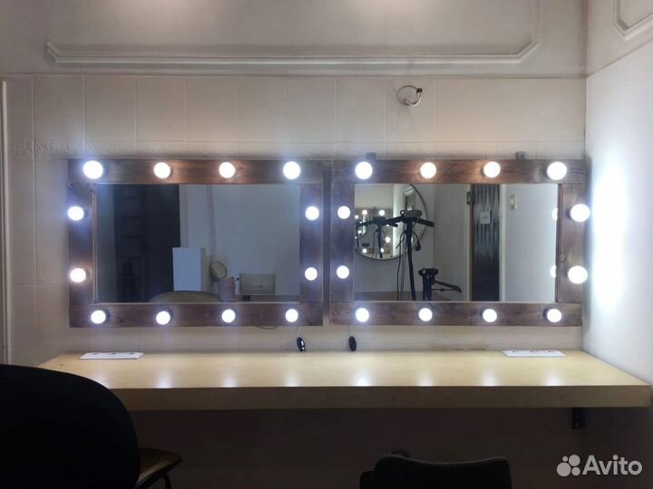 Гримерное зеркало с лампочками настенные 100х70
