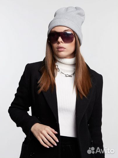 Двойная теплая шапка мелкой вязки Шапки Оптом