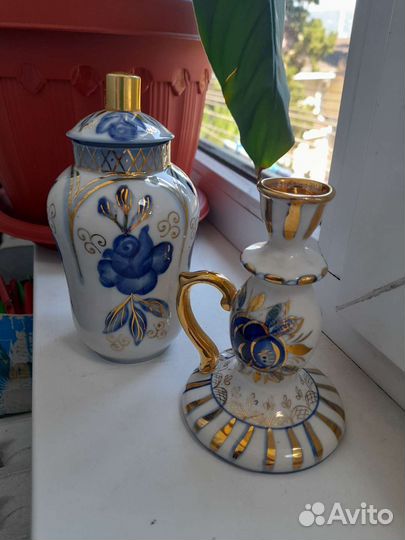 Фарфор гжель времен СССР в позолоте